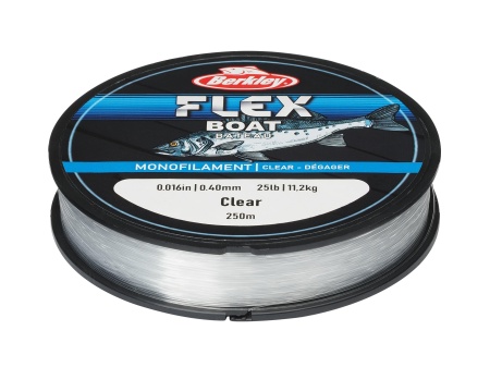 FIR MONOFILAMENT BERKLEY FLEX BOAT 250M/275YD, 0,40MM, 11,2KG/25LB CLEAR
