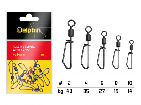 AGRAFA CU VARTEJ DELPHIN ROLLING SWIVEL WITH T SNAP / 10 BUC NR.10 / 14KG