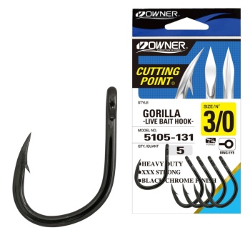 CARLIG OWNER 5105 CUT GORILLA LIVE BAIT HOOK CUTTING POINT NO2, BUC/PAC 7