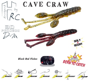 CREATURA HERAKLES CAVE CRAW 3.8 9.6cm Black Red Flakes