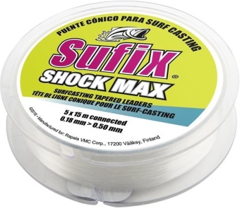 FIR CONIC INAINTAS SUFIX SHOCK MAX TAPERED LINE 15M*5BUC 0.26MM-0.57MM / CLEAR