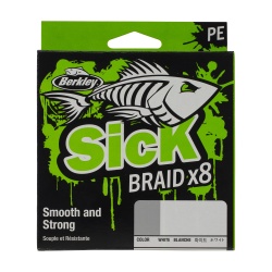 FIR TEXTIL BERKLEY SICK BRAID X8 150M/165YD, 0,29MM, 26,4KG/58LB WHITE
