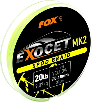 FIR TEXTIL FOX EXOCET MK2 SPOD & MARKER BRAID – SPOD YELLOW, 0.18 MM, 20 LB, 300 M