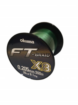 FIR TEXTIL OKUMA FT BRAID X8 GREEN 0.33MM/45LBS 20,5KG/500M