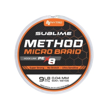 MULTIFILAMENT NYTRO PE-X8 50M SUBLIME METHOD MICROBRAID HOOK LINK 0.12MM, 9.1KG