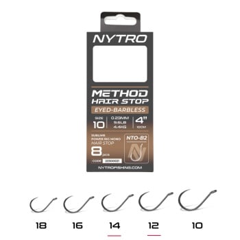 RIG FEEDER NYTRO BARBLESS 10CM B2 METHOD QUICK STOP 10BUC 0.21MM NO 12