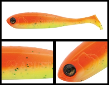 SHAD ADUSTA PENTA SHAD 2 5CM 100 GREEN CHART GLITTER ORANGE 8BUC/PLIC