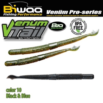 SHAD VENUM TAIL 4 10CM 10 BLACK & BLUE 10BUC/PLIC