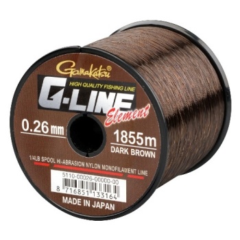 FIR MONOFILAMENT GAMAKATSU G-LINE ELEMENT DARK BROWN 024MM.4,10KG.2270M