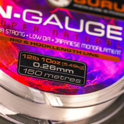 FIR MONOFILAMENT GURU N-GAUGE SUPER NATURAL CLEAR 0,14MM/2,04KG/150M