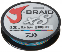 FIR TEXTIL DAIWA J-BRAID X8 MULTICOLOR 028MM / 26.5KG / 300M