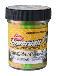 PASTA FLOTANTA BERKLEY POWERBAIT NATURAL GLITTER TROUT DOUGH FRUITS BANANA RAINBOW