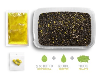 PELETE DELPHIN PELLET BOX REAXE READY&GO PORUMB-ANANAS / 400 G + 120 ML BOOSTER + 10 MM WA - Img 3