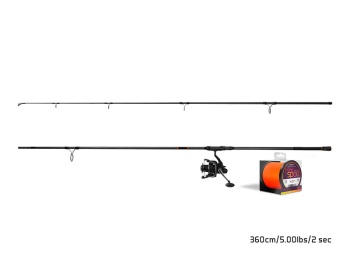 SET LANSETA DELPHIN METEOR SPOD 3.60M 3.25LBS 2TR + MULINETA CORZAR 8T + FIR TEXTIL HOTSPOD 4 0.14MM - Img 2