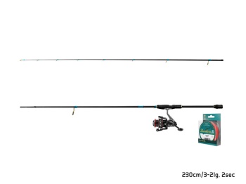 SET SPINNING LANSETA DELPHIN ZANDERA 230CM 2TR + MULINETA DELPHIN CARBONIX 3000 + FIR TEXTIL ZANDERA 8 0.16MM - Img 3