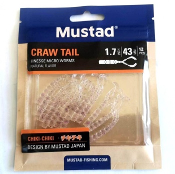 TWISTER MUSTAD AJI FINESSE CHIKI CRAWL TAIL 4.3CM CLEAR PURPLE GLITTER 12BUC/PL - Img 2