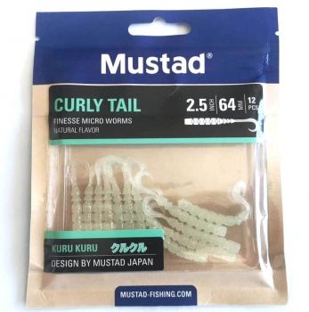 TWISTER MUSTAD AJI FINESSE MICRO 6.4CM CLEAR RAINBOW GLITTER 12BUC/PL - Img 2