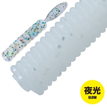 WORM MAJOR CRAFT AJI-DO CANDOLL 5cm #010 Glow White Silver Lame