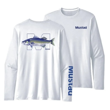 BLUZA MUSTAD SEABASS LONGSLEEVE UV WHITE MAR.M