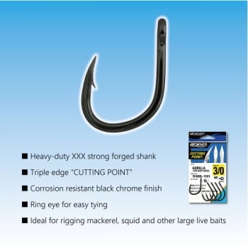 CARLIG OWNER 5105 CUT GORILLA LIVE BAIT HOOK CUTTING POINT NO6/0, BUC/PAC 3 - Img 3