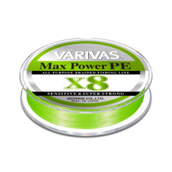 FIR TEXTIL VARIVAS MAX POWER PE X8 150M 28.6LB 0.205MM LIME GREEN FLUO