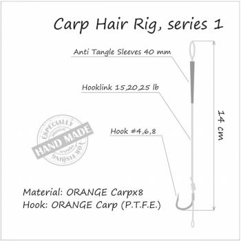 RIG CRAP ORANGE SERIES 1 NO.4 25LB CRAP HAIR RIGS - Img 2