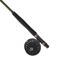 SET PESCUIT LA MUSCA SHAKESPEARE SELECT ROD, REEL, LINE, LEADER, FLYBOX & FLYS COMBO 8' 3PC / 5/6 WF6+56 (20LB NYLON BACKING)