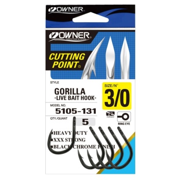 CARLIG OWNER 5105 CUT GORILLA LIVE BAIT HOOK CUTTING POINT NO4, BUC/PAC 7 - Img 4