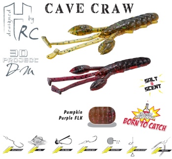 CREATURA HERAKLES CAVE CRAW 3.8 9.6cm Green Pumpkin Purple Flk