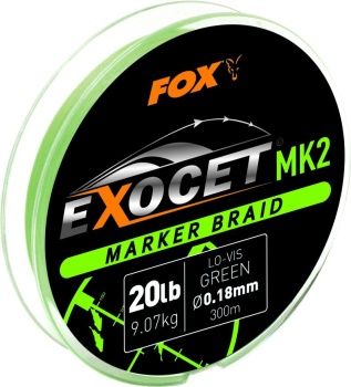 FIR TEXTIL FOX EXOCET MK2 SPOD & MARKER BRAID – MARKER GREEN, 0.18 MM, 20 LB, 300 M