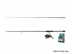 SET SPINNING LANSETA DELPHIN ZANDERA 210CM 2TR + MULINETA DELPHIN CARBONIX 3000 + FIR TEXTIL ZANDERA 8 0.16MM