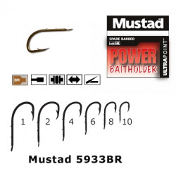 CARLIG MUSTAD ULTRA POINT BRONZ,FORJAT,REVERS,2 SPINI NR 6 5933BR.6 - 10BUC/PL