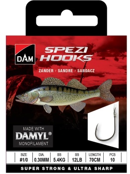 CARLIGE LEGATE DAM SPEZI ZANDER NR.1/0 0.30MM 5.4KG 70CM 10PCS