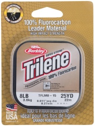 FIR BERKLEY TRILENE 100% FLUOROCARBON LEADER 25M 0,15MM, 1,8KG/4LB CLEAR