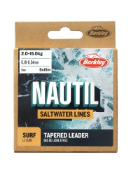 FIR MONOFILAMENT BERKLEY NAUTIL SURF MONOFILAMENT TAPERED NAUTIL SURF TAPERED LINES 5 X 15M, 0,18 - 0,54MM, 2KG, CLEAR