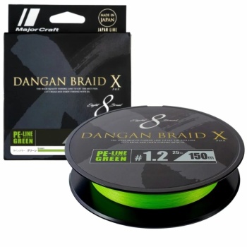FIR TEXTIL MAJOR CRAFT DANGAN BRAID X 8X 150m #1.2 25lb Fluo Green