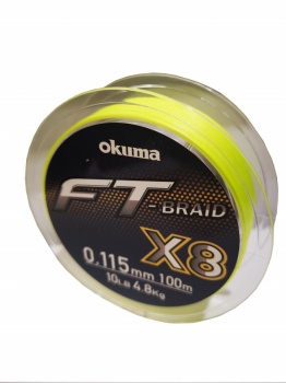 FIR TEXTIL OKUMA FT BRAID X8 YELLOW 0.235MM/25LB 11,4KG/100M - Img 2