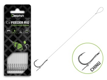 MONTURA DELPHIN FLUORO STING FEEDER RIG / 10BUC 8CM / 0.30MM / CHINU #4