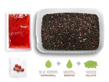 PELETE DELPHIN PELLET BOX REAXE READY&GO SOMON – SHRIMP / 400 G + 120 ML BOOSTER + 10 MM W - Img 3