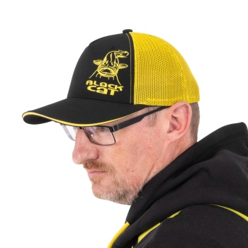 SAPCA BLACK CAT BACK AND YELLOW TRUCKER CAP