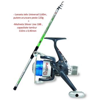 SET LANSETA LINEAEFFE TELESCOPICA UNIVERSAL 3.60M + MULINETA SHIVER 40