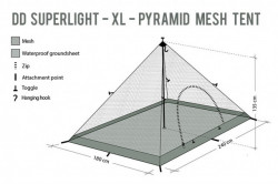 CORT DD HAMMOCKS SUPERLIGHT PYRAMID XL- PANZA ANTI INSECTE