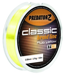 FIR TEXTIL CLASSIC BRAID 4X 120M 0.08MM 3.9KG GALBEN FLUO