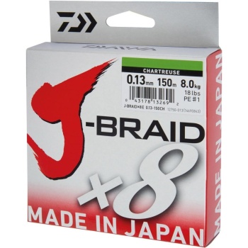FIR TEXTIL DAIWA J-BRAID X8 CHARTREUSE 0.06MM/4,0KG/300M