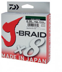 FIR TEXTIL DAIWA J-BRAID X8 VERDE 028MM / 26.5KG / 300M