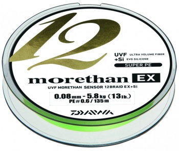 FIR TEXTIL DAIWA MORETHAN X12 EX+SI LIME 010MM/7,3KG/135M - Img 2