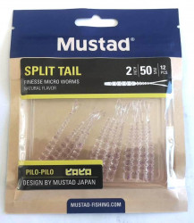 GRUB MUSTAD AJI SPLIT TAIL 5CM CLEAR PURPLE GLITTER 12BUC/PL