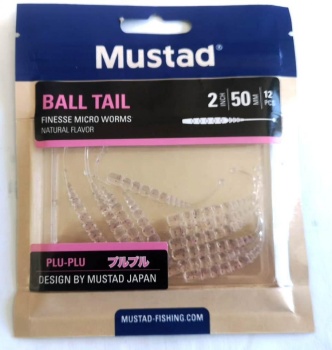 GRUB MUSTAD MUSTAD AJI BALL TAIL 5CM UV CLEAR RED GLITTER 12BUC/PL - Img 2