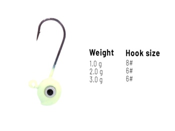 JIG HERAKLES BIG EYE JIG HEAD 8 1.0gr Glow - Img 2
