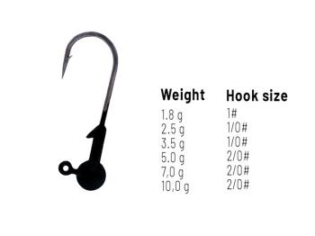 JIG HERAKLES ROUND JIGHEAD 1/0 2.5gr Matt Black - Img 2